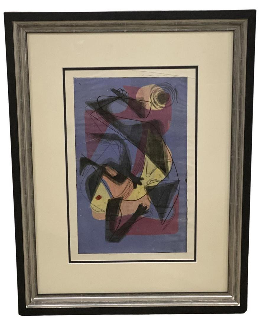 Bernard Brussel Smith (1914-1989) Colored Etching Experimental Abstract (1 of 2)