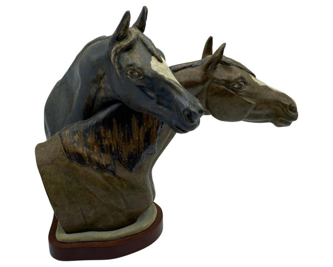 Lladro #3511 Horse Heads Porcelain Sculpture (1 of 2)