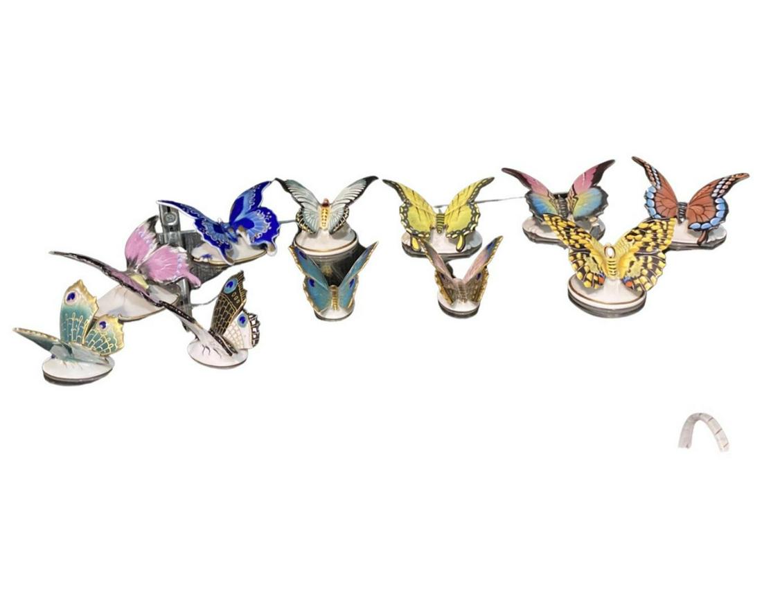Lot of 11 Pcs Hand Painted Porcelain Butterfly Figurines (1 of 1)