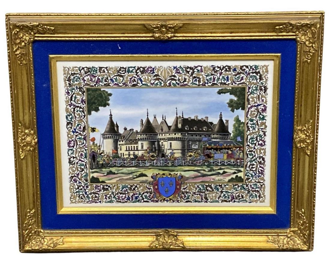 Jean Gradassi Enamel on Porcelain Castle Scene Plaque Enamel Transfer Painting on Porcelain Plaque (1 of 2)