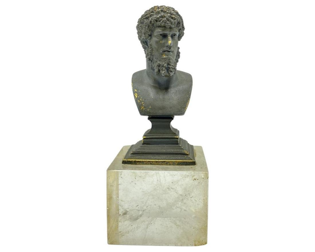 Bronze Bust Sculpture Of Marcus Aurelius On Rock Crystal Base (1 of 2)