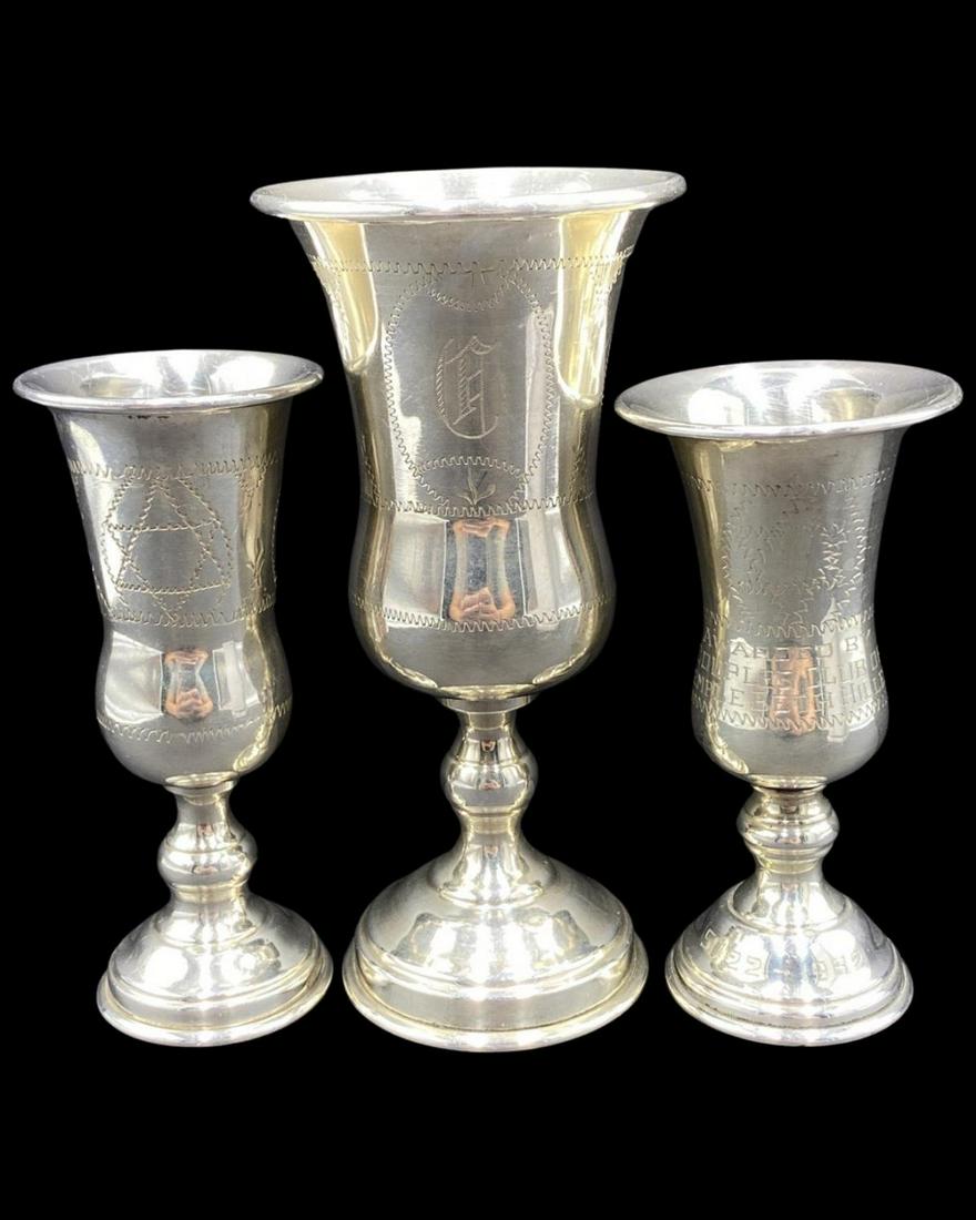 Lot of Three Judaica Sterling Silver Kiddush Cups (1 of 1)