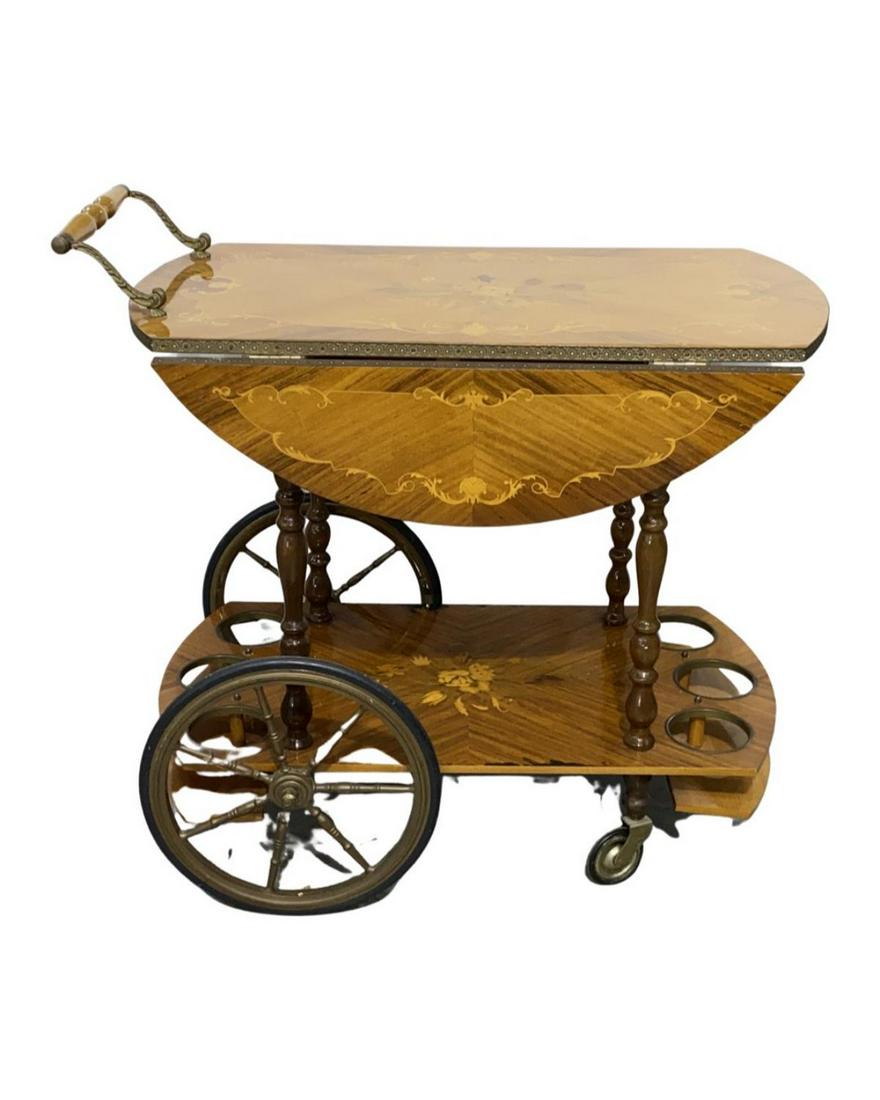 Italian Inlaid Marquetry Tea Cart (1 of 3)