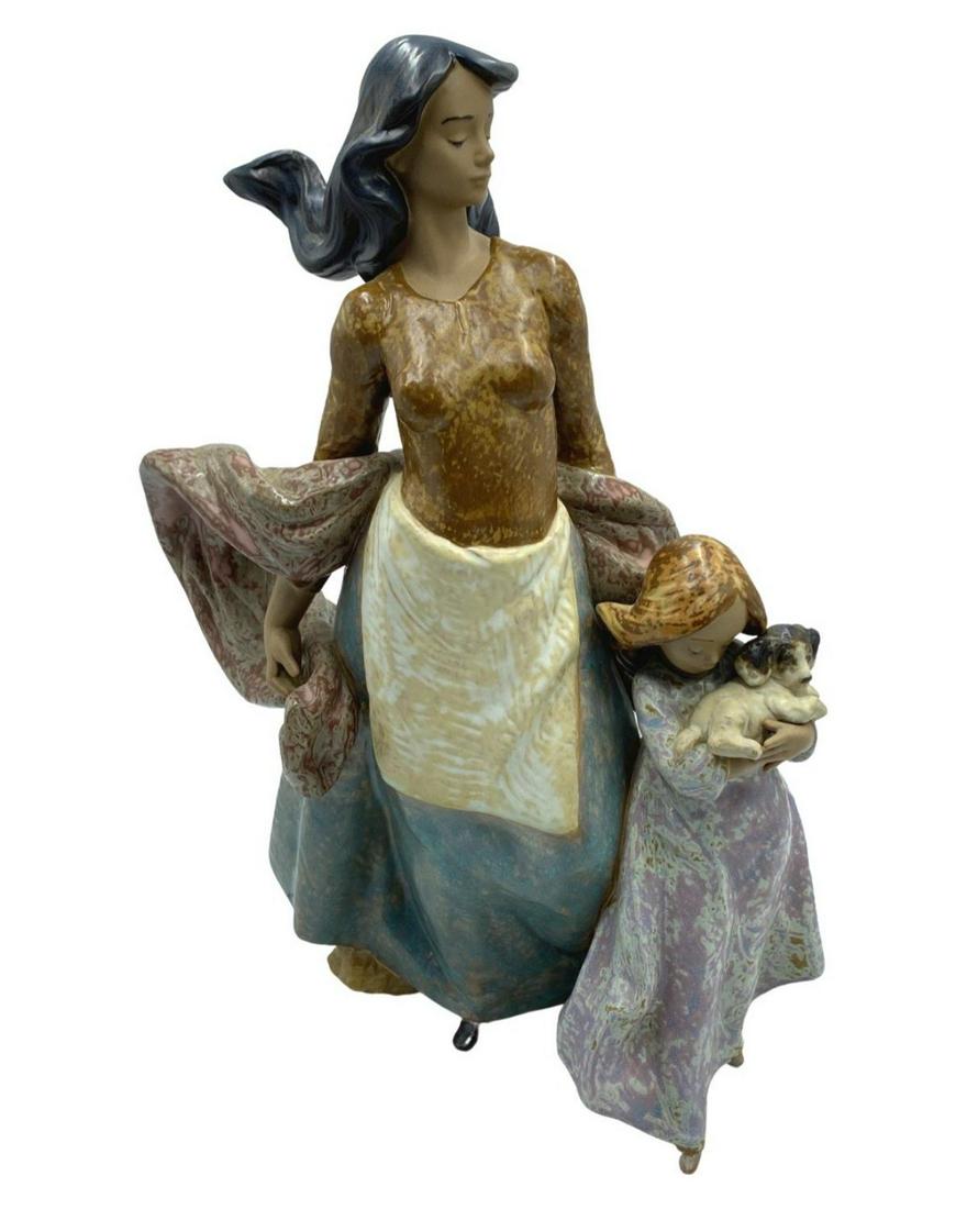 Rare Lladro Porcelain Gres Figural Group Waiting for Father (1 of 3)