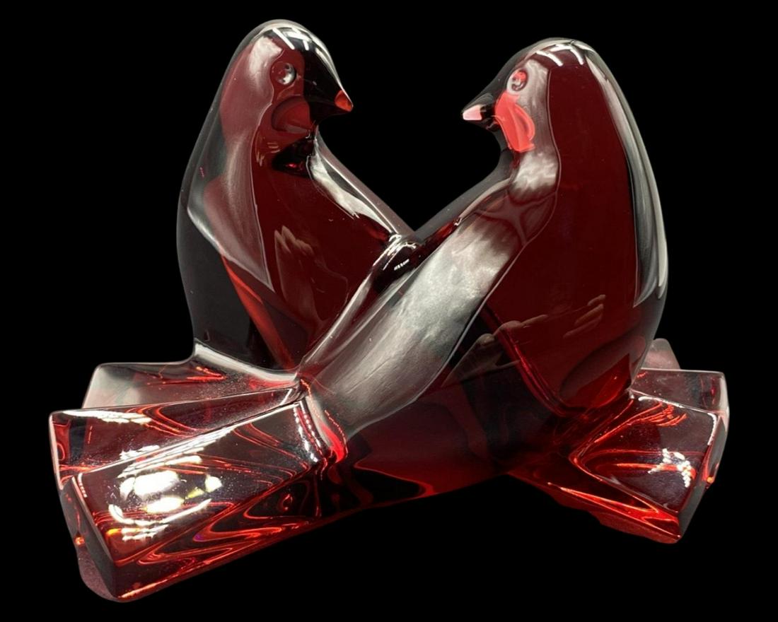 Baccarat France Crystal Red Bird Figurines (1 of 1)