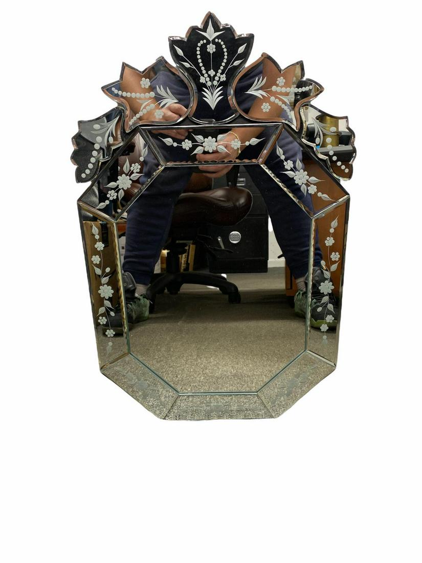 Small Venetian Glass Octagonal Mirror (1 of 2)