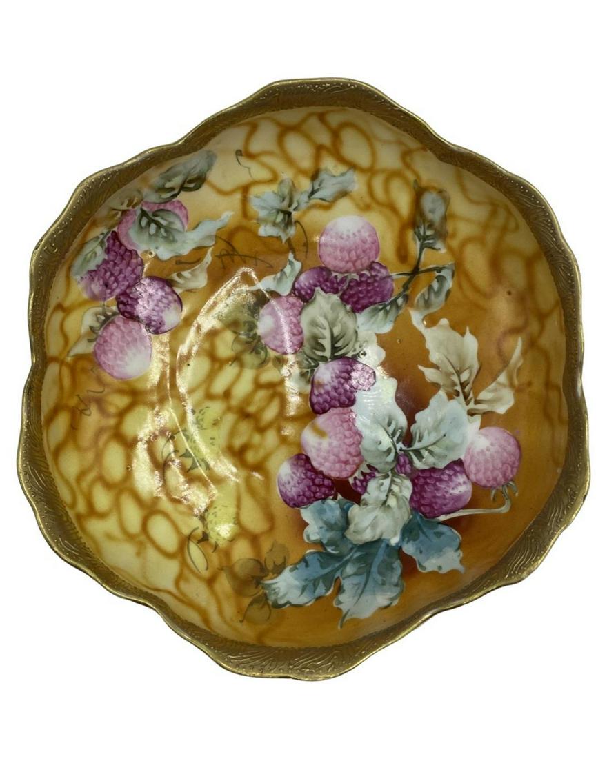 Nippon Hand Painted Porcelain Bowl: Nippon Hand Painted Porcelain Bowl measures H: 3 1/2" x DIA: 8 1/2"