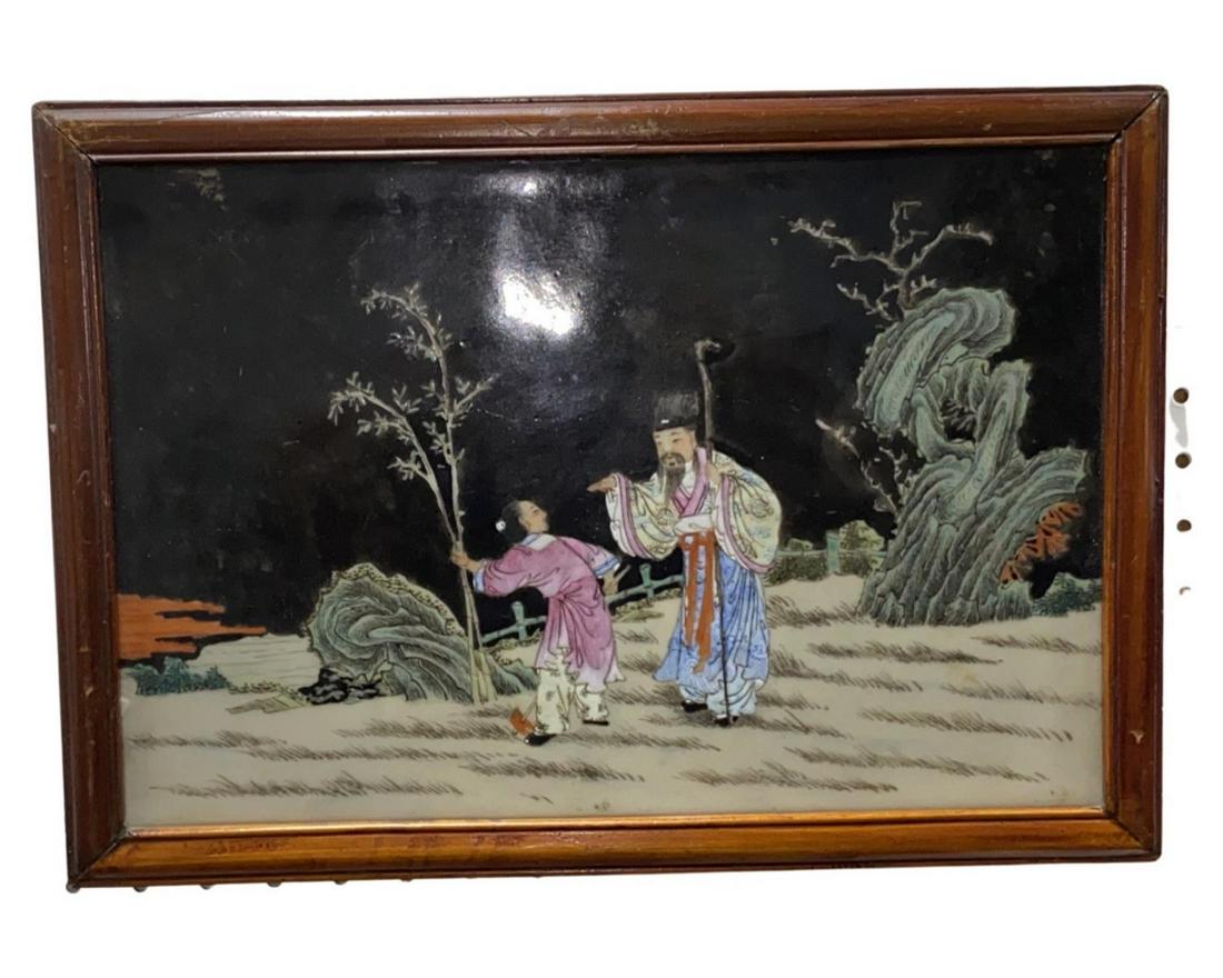 Chinese Enameled Porcelain Figural Plaque (1 of 2)