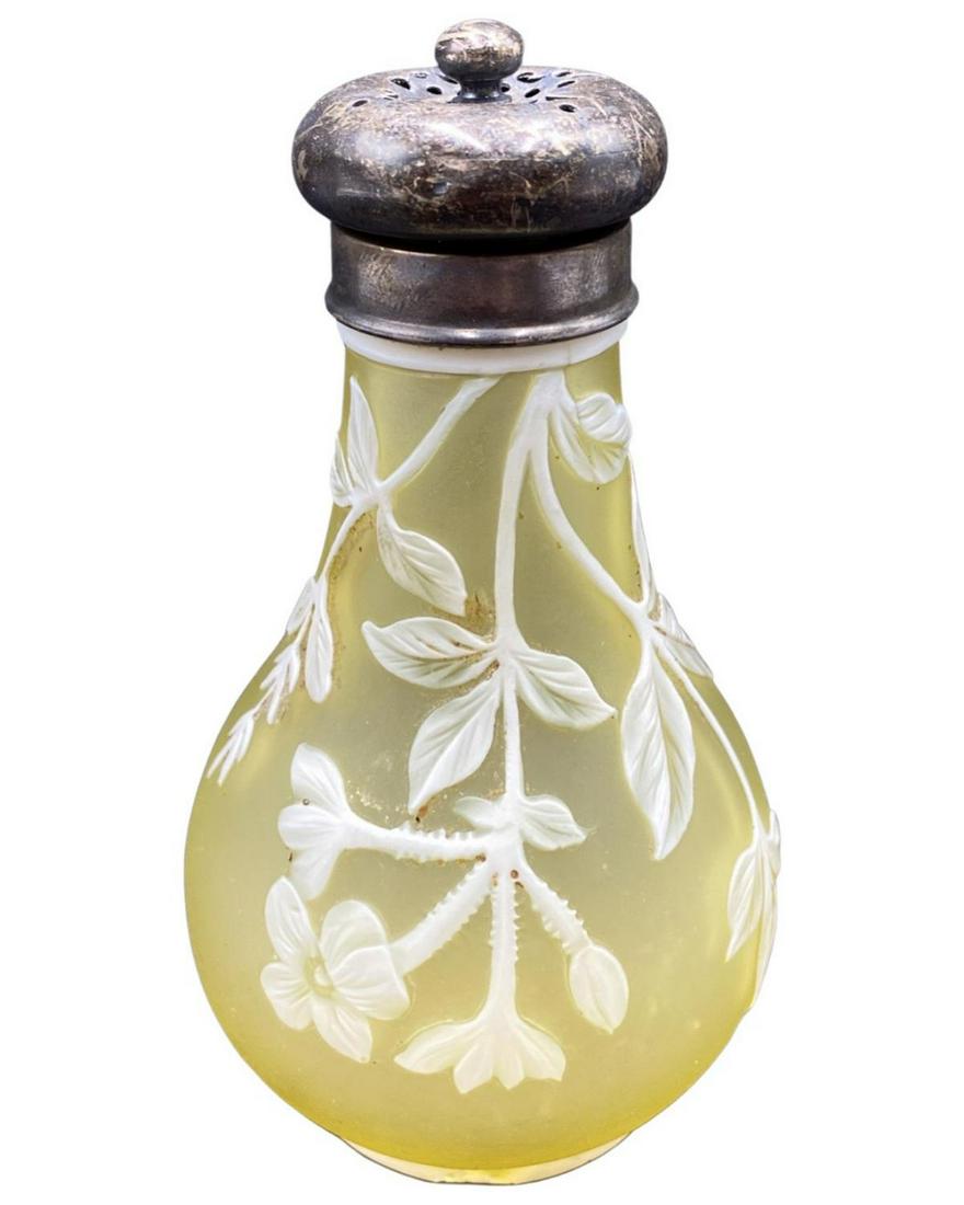 Thomas Webb & Sons Cameo Glass & Sterling Silver Pepper Shaker (1 of 1)