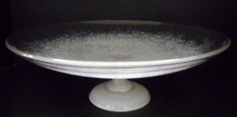 Schneider Marcel Roche Frosted Glass Dish: A beautiful frosted glass dish by Schneider and designed by Marcel Roche. The bottom of the piece reads " Objects d'art, Marcel Roche, Lyon, Bijoux Artistiques." Measures 14 1/4"D.For Domestic and int