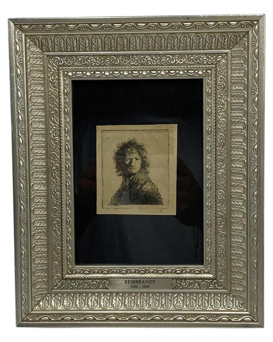 Rembrandt Van Rijn (Dutch, 1606-1669) Antique Etching Self Portrait Frowning (Circa. 1880) (1 of 2)