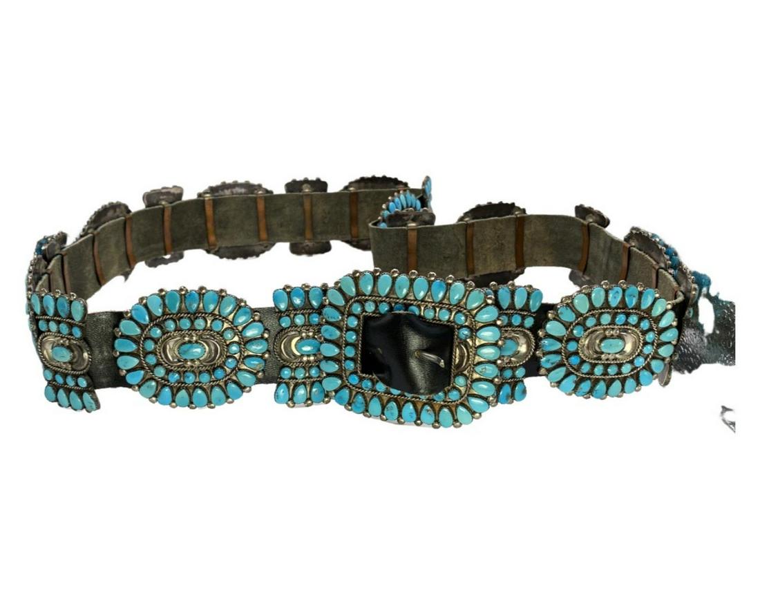 Classic Native American Sterling Silver Concho Belt by VMB (1 of 2)