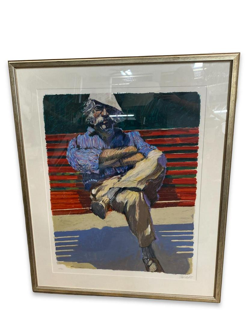 Signed Aldo Luongo (Argentinian/American, b. 1941) Silkscreen in Color Hawk Seated (1 of 2)