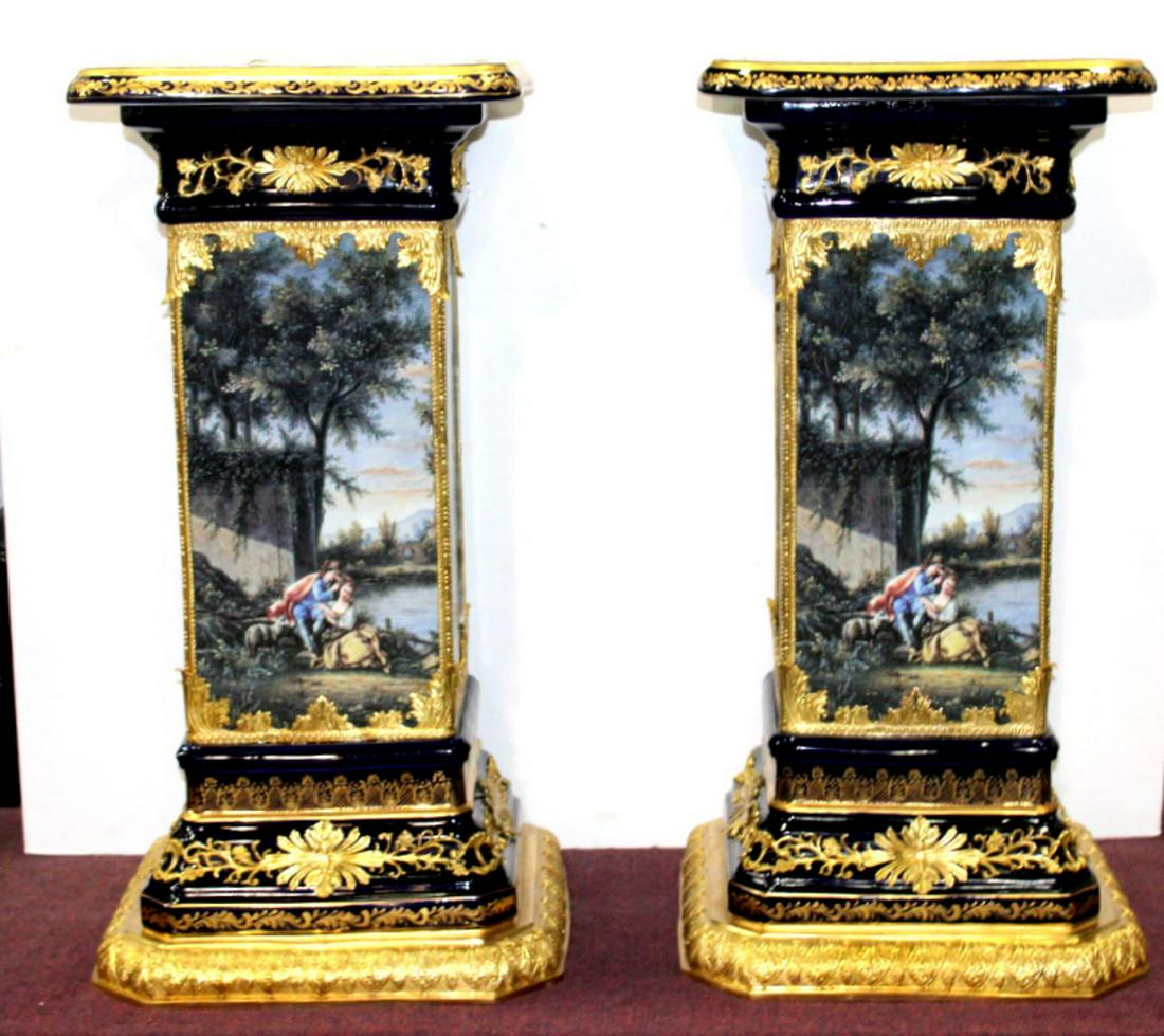 Pair of French Sevres Bronze Mounted Pedestals (1 of 3)