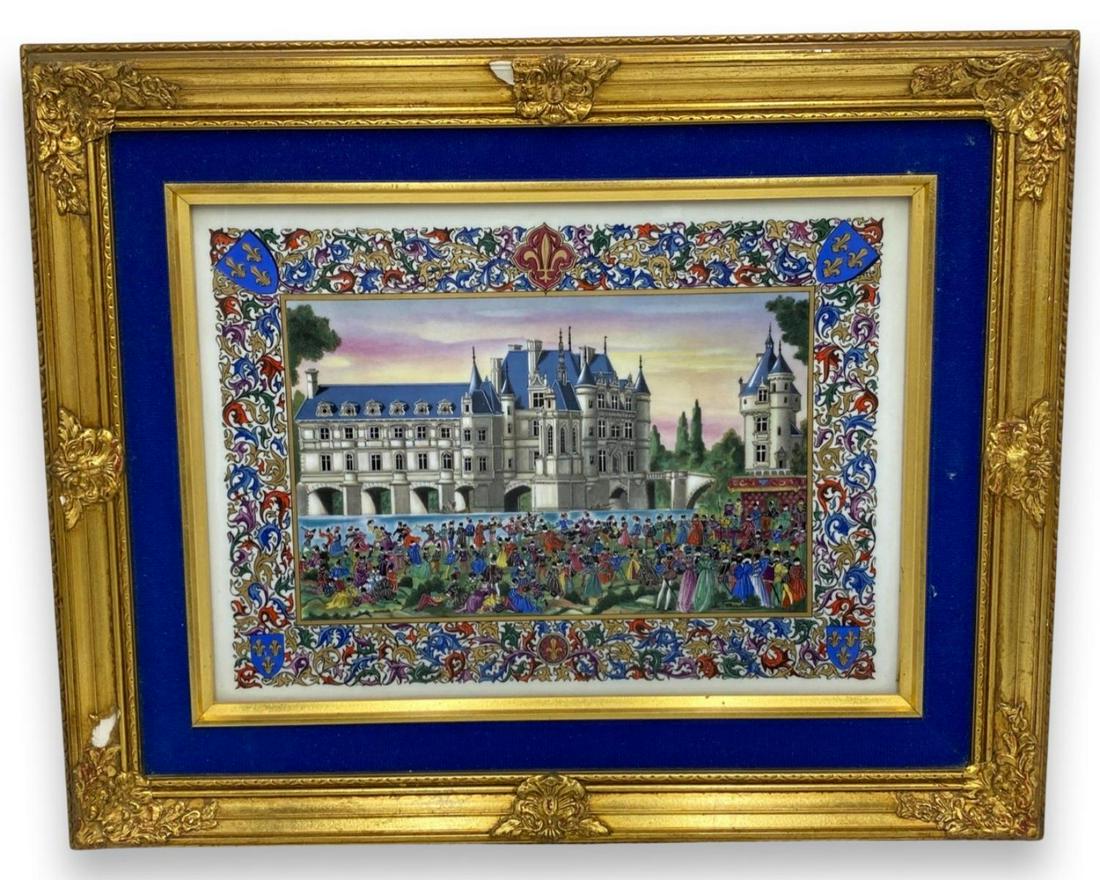 Jean Gradassi Enamel on Porcelain Castle Scene Enamel Transfer Painting on Porcelain (1 of 2)