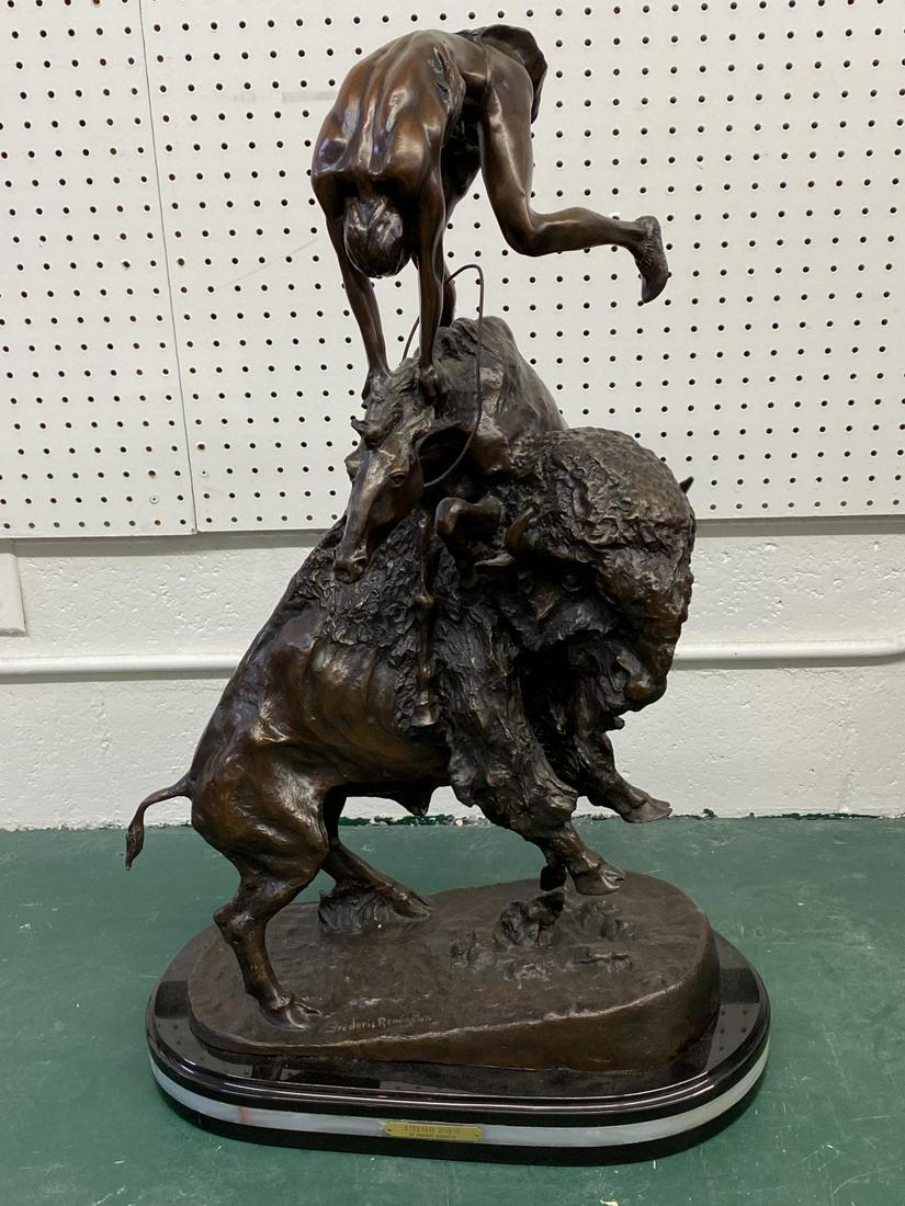 After F. Remington Bronze Buffalo Horse Sculpture (1 of 2)