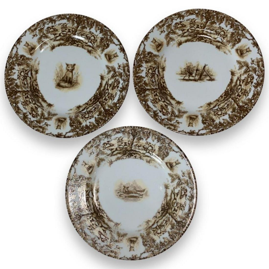 12 C.E. Corey Fox Hunt Aiken Porcelain Salad Plates Inspired by B the Fox Hunting Scene (1 of 2)