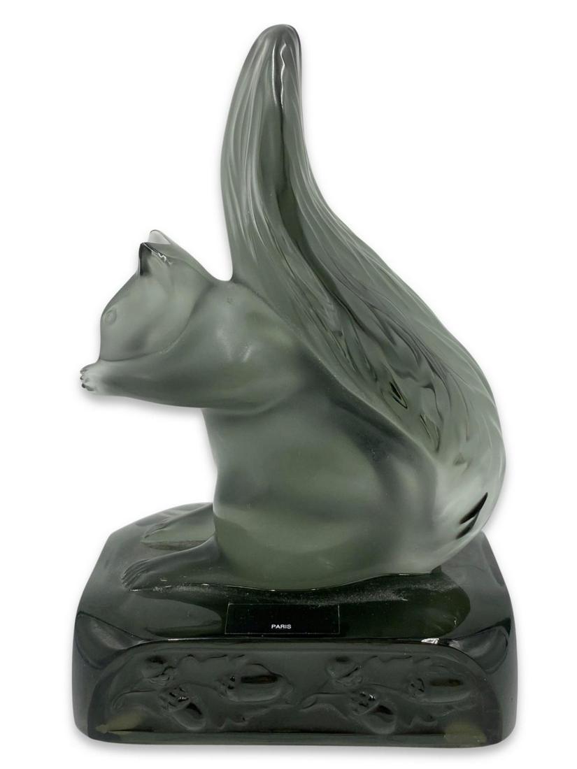 Lalique France Gray Crystal Squirrel Figurine (1 of 3)
