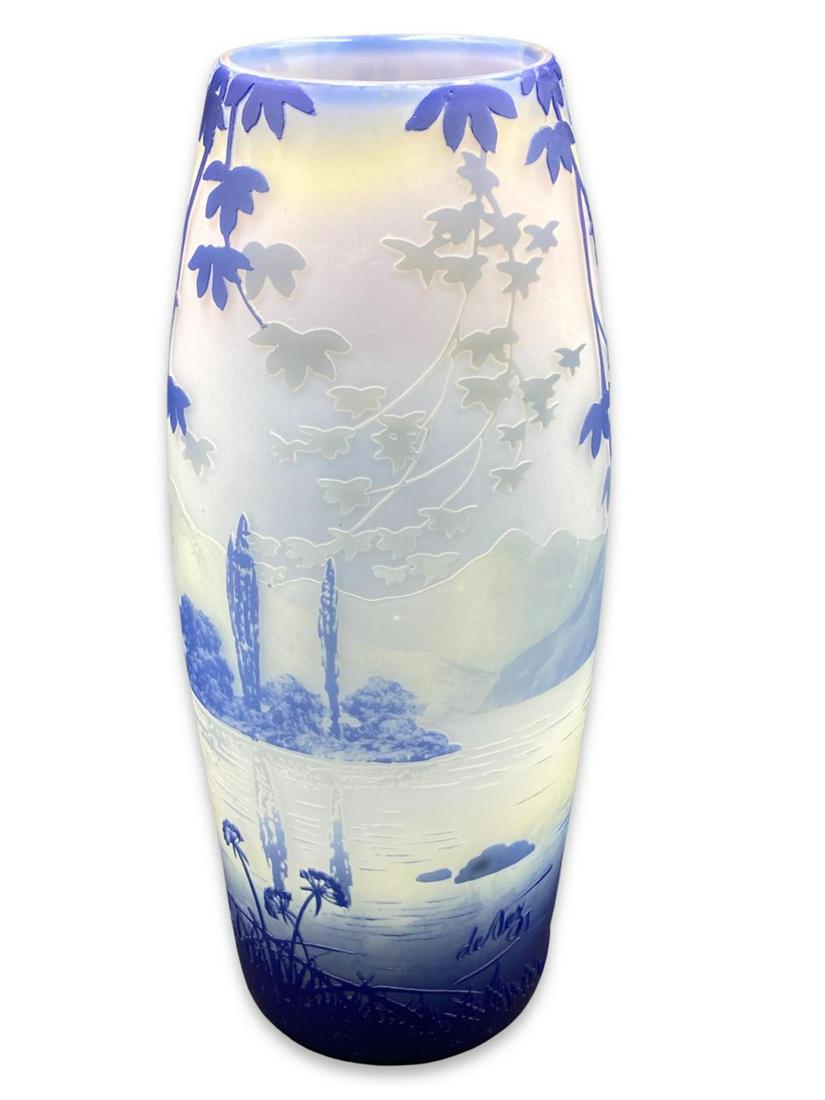 Devez French Cameo Art Glass Landscape Vase (1 of 2)