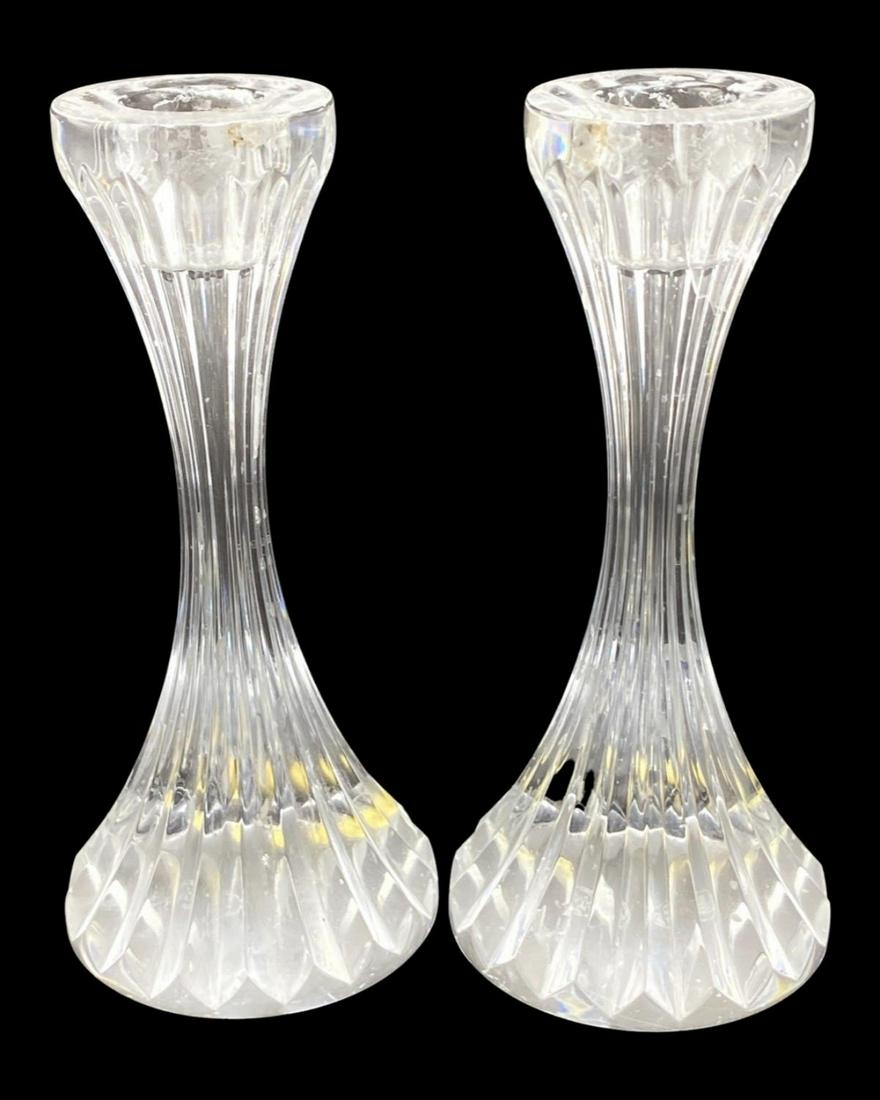 Pair of Baccarat Crystal Massena Candleholders: Pair of Baccarat Crystal Massena Candleholders measures H: 6"