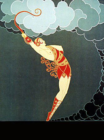 Erte "The Dancer" Serigraph: Limited edition serigraph on paper. With frame measures 35 x 30 inches, painting measures 25 x 21.5 inches. For shipping and insurance quotes please call Ryan or Dave at Eagle Shipping Center (561)-93