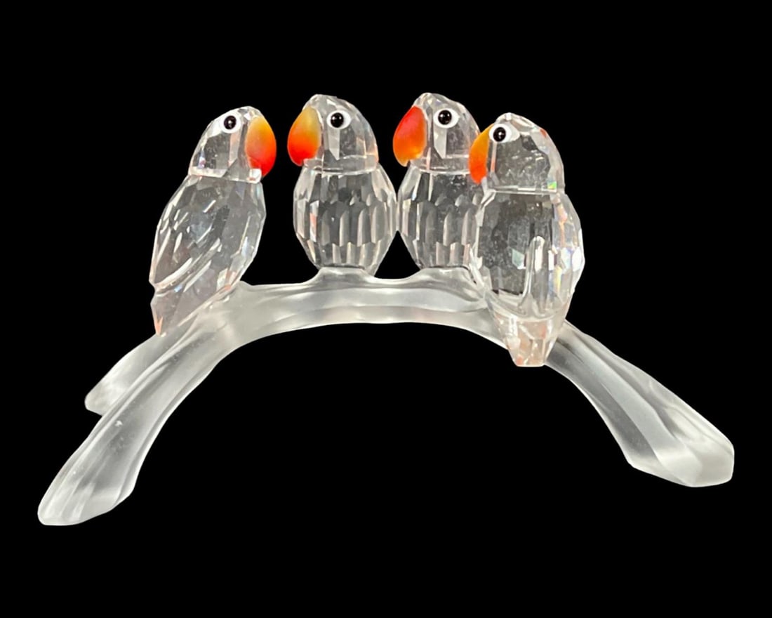 Swarovski Crystal Love Birds on Branch: Swarovski Crystal Love Birds on Branch measures H: 2 1/4" x W: 4"