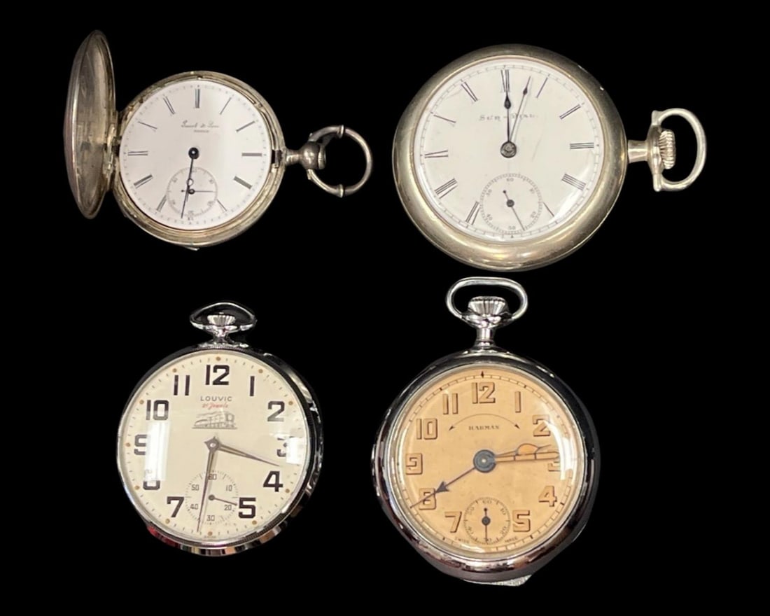 Lot of Four Antique Silver Tone Pocket Watches (1 of 2)