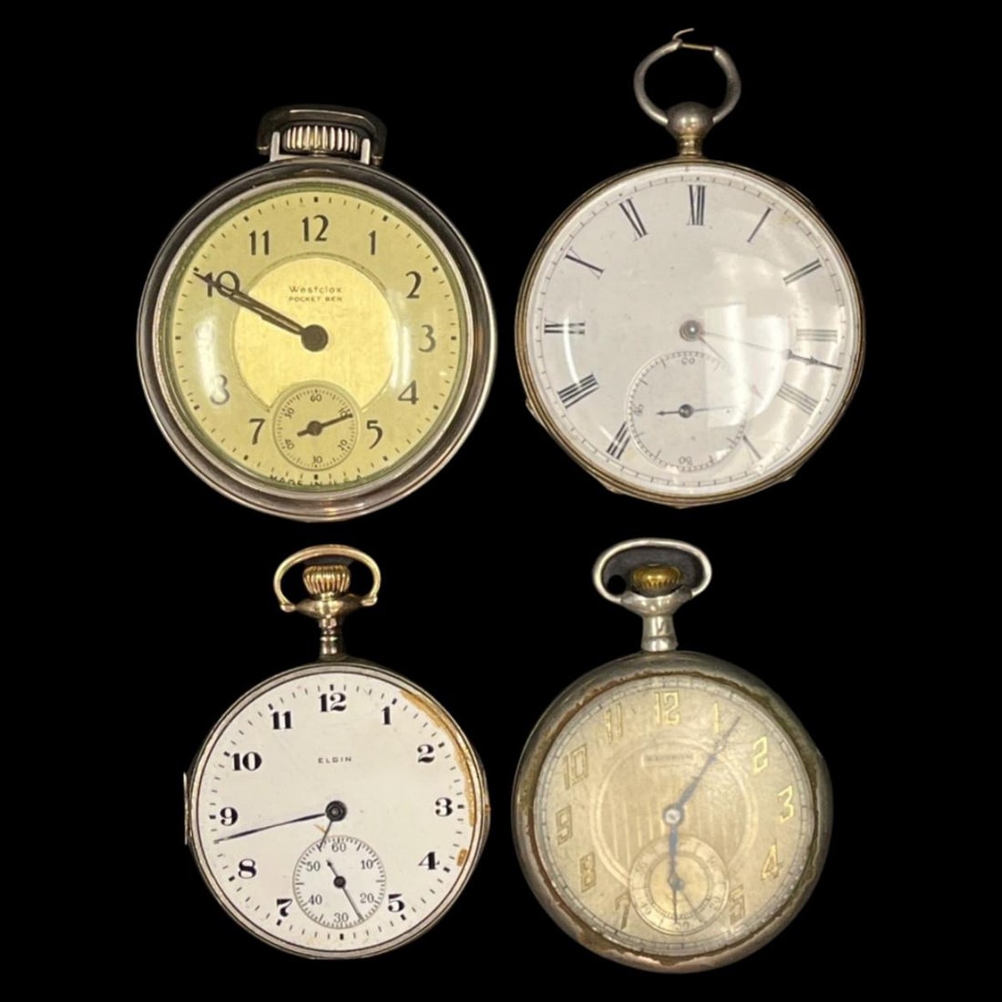 Lot of Four Antique Silver Tone Pocket Watches (1 of 2)