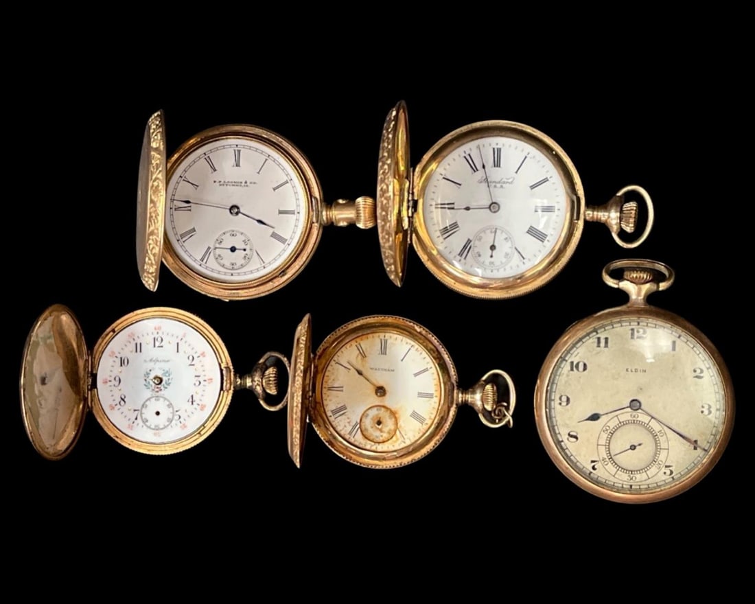 Lot of Five Antique Gold Filled Pocket Watches (1 of 2)
