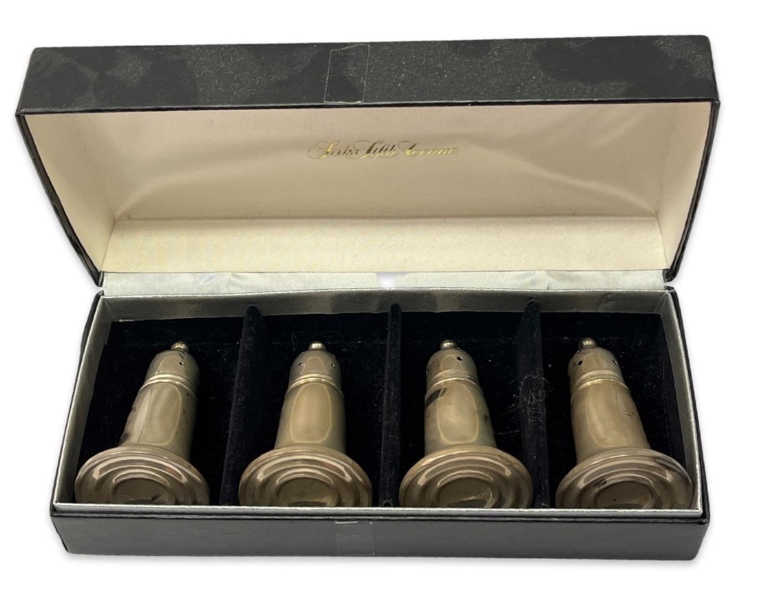 Lot of Four Saks Fifth Avenue Sterling Silver Weighted Salt & Pepper Shakers with Original Box (1 of 3)