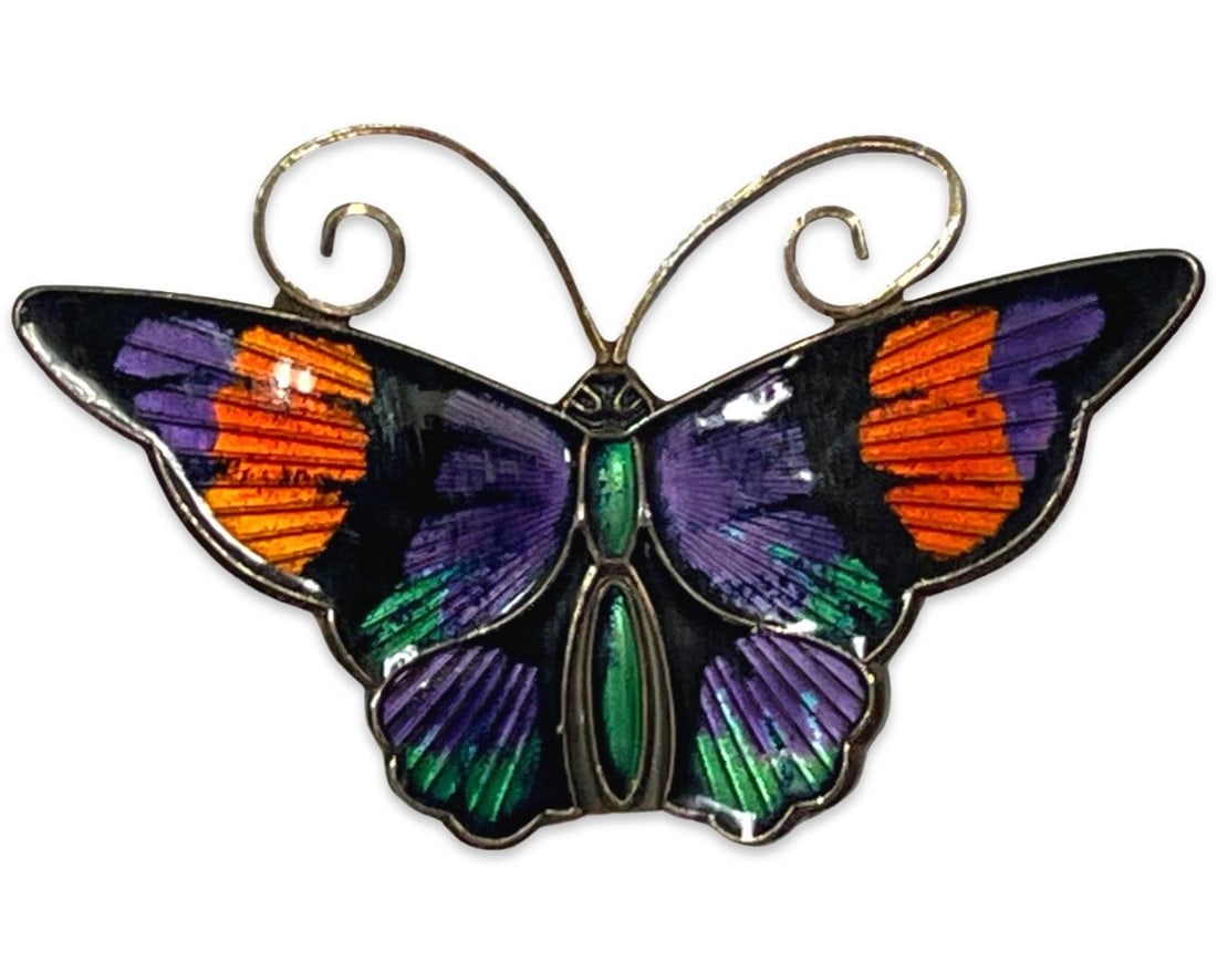 David Anderson Norway Sterling Silver & Enamel Butterfly Pin (1 of 2)