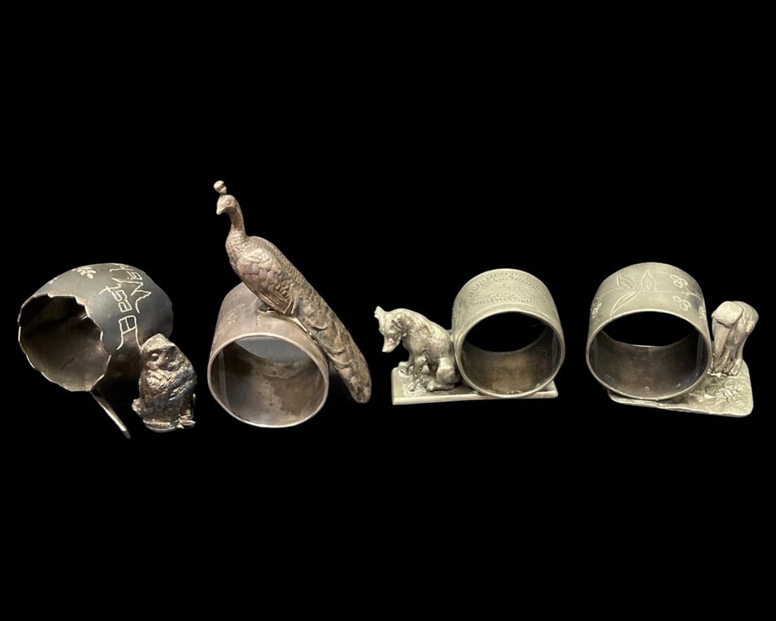 Lot of Four Silver Plate Assorted Animal Napkin Rings (1 of 3)