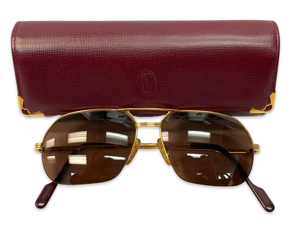 Cartier Ascot Semi Rimless Men's Sunglasses (C. 1990's) with Original Leather Case (1 of 3)