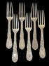 Lot of Six Antique Tiffany & Co. Chrysanthemum Sterling Silver Dinner Forks