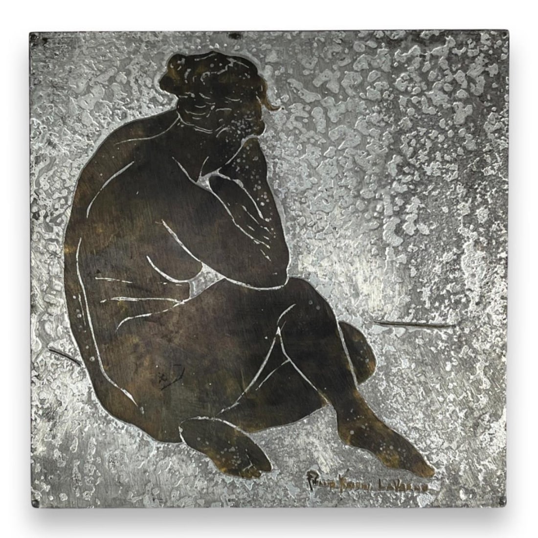 Signed Philip and Kelvin Laverne Bronze & Pewter Hanging Wall Plaque (1 of 3)