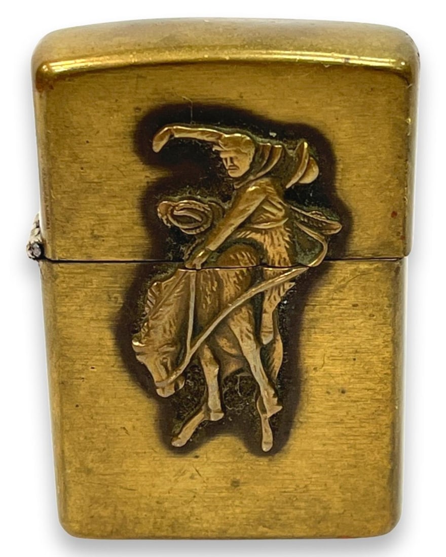 1994 Marlboro Country Store Brass Bucking Bronco Zippo Lighter: 1994 Marlboro Country Store Brass Bucking Bronco Zippo Lighter measures H: 2 1/8"