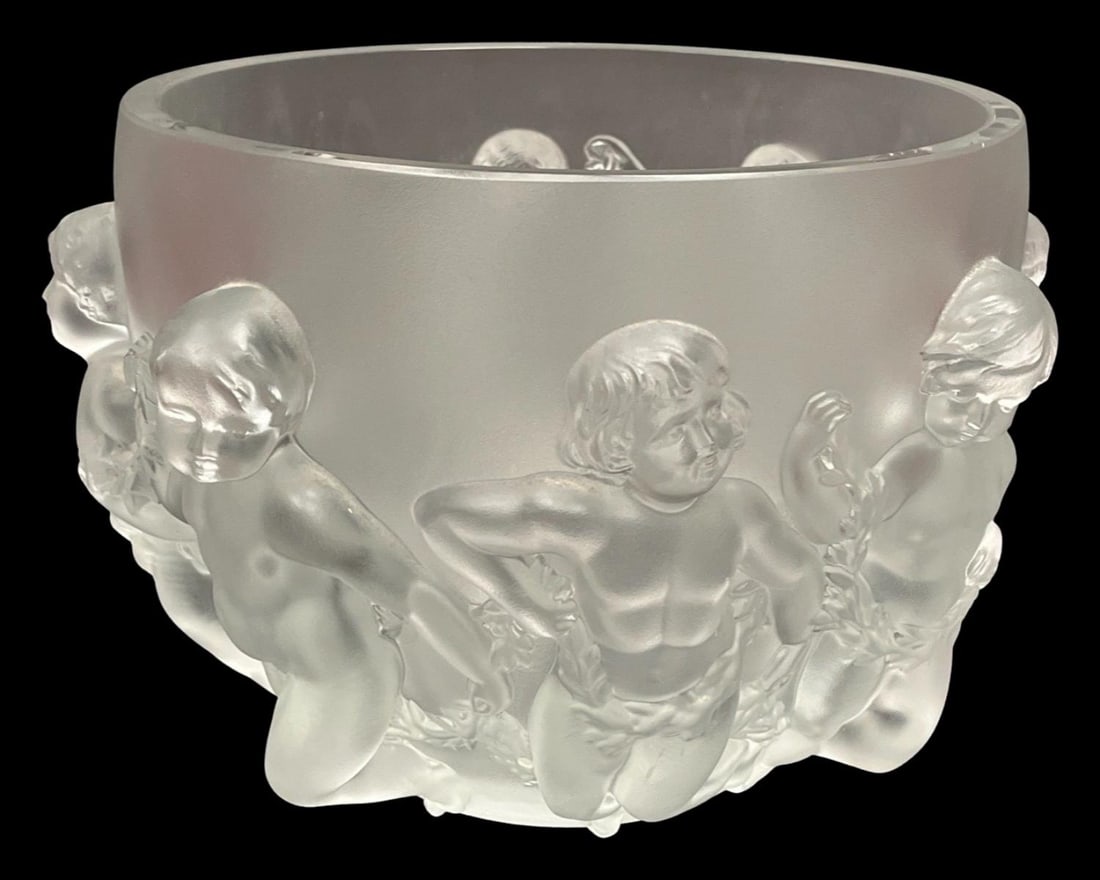 Signed Lalique Luxembourg Frosted Crystal Centerpiece Bowl (1 of 4)