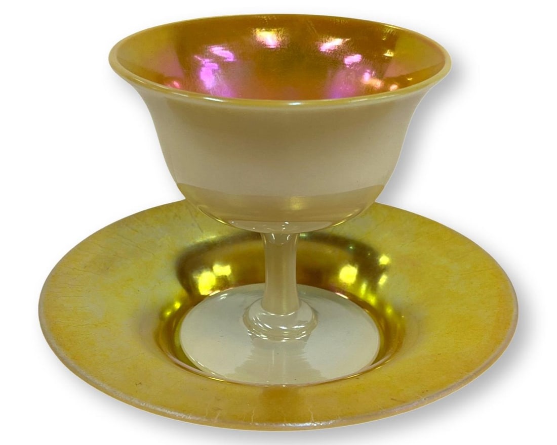 Steuben Gold Aurene Cup & Saucer (1 of 2)