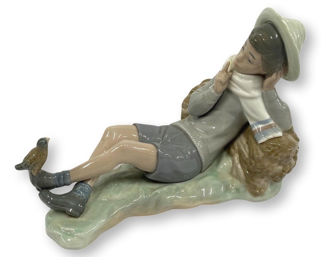 Lladro #4730 Shepherd with Bird Porcelain Figurines (1 of 2)