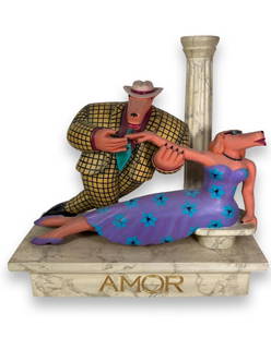 Markus Pierson (American b. 1961) Amor Painted Wood Sculpture: Markus Pierson (American b. 1961) Amor Painted Wood Sculpture. Monogrammed, numbered & dated 1990, 52/350 measures 20" x 20" x 9"