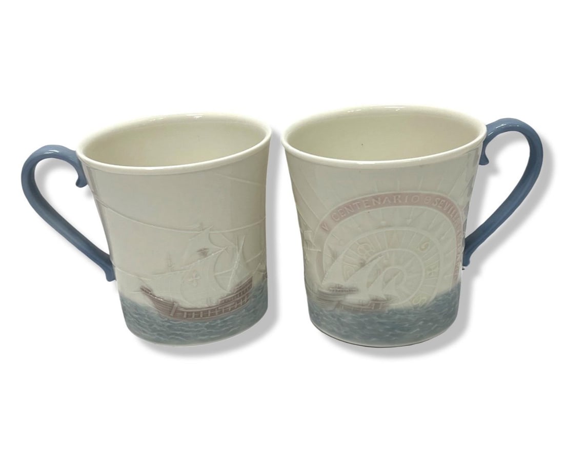 Pair of Lladro #5967 Mugs V Centenary Discovery Mugs: Pair of Lladro #5967 Mugs V Centenary Discovery Mugs measures H: 3 1/2"