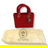 Christian Dior Lady Dior Bag Cannage Quilt Patent Exterior Color Red, Interior Color Red, Exterior