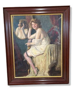 Signed Richard Geiger (1870-1945) Oil Painting on Canvas Ladies Portrait: Signed Richard Geiger (1870-1945) Oil Painting on Canvas Ladies Portrait. Signed lower left, measures H: 37" x W: 28", 8" frame