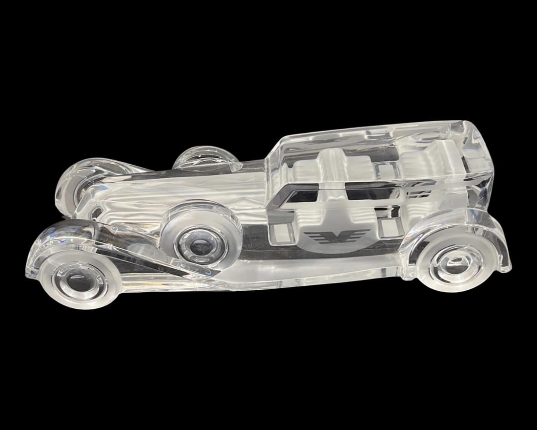 Daum French Crystal Limousine Car Sculpture, Etched Daum France (1 of 3)