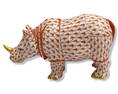 Herend Hungary Hand Painted Porcelain Fishnet Rhino Figurine