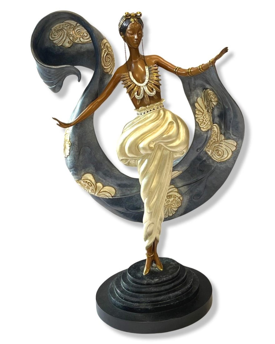 Romain De Tirtoff Erte (Russian/French, 1892-1990) Dream Girl Gilt & Cold Painted Bronze Sculpture (1 of 4)