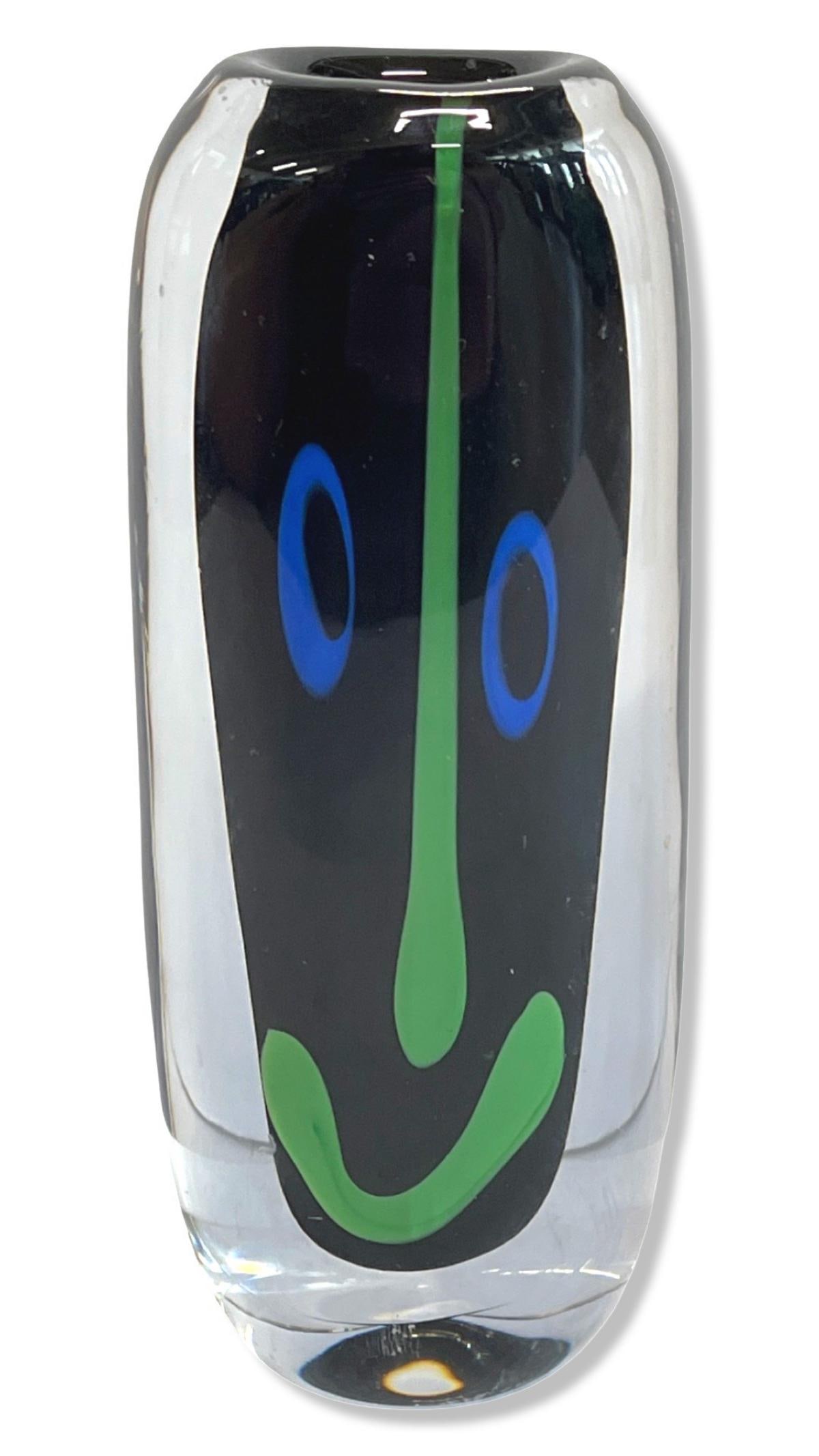 Orrefors Crystal Art Glass Smile Face Vase by Anne Nilson (1 of 2)