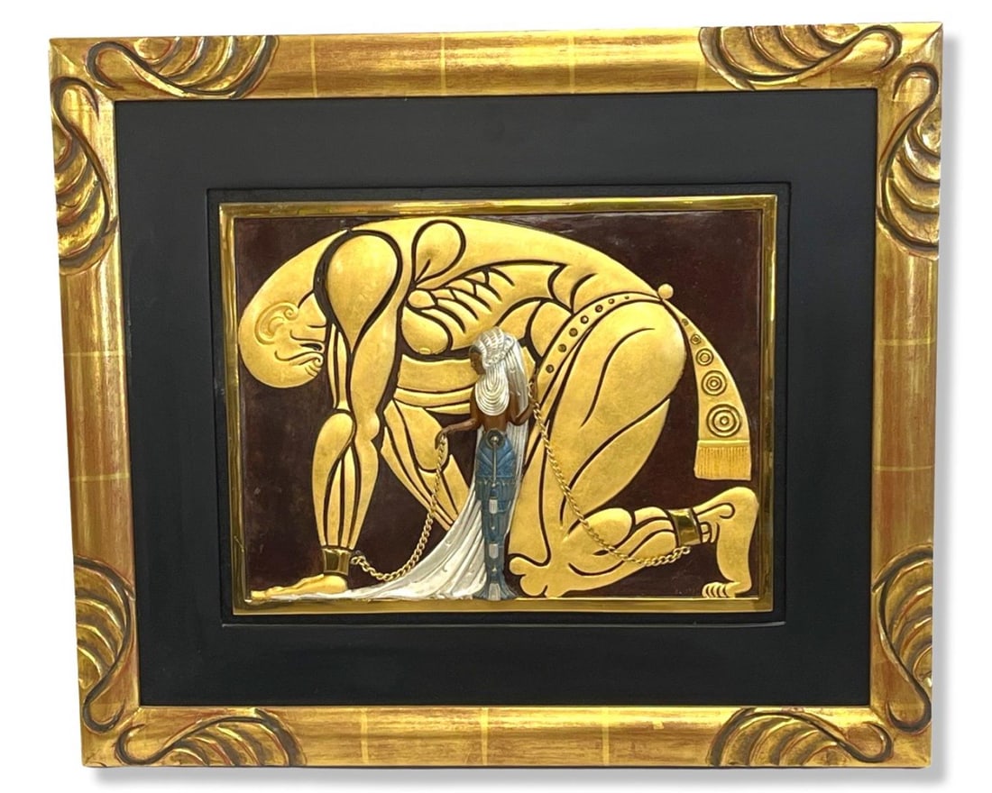 Signed Romain De Tirtoff Erte (Russian/French, 1892-1990) Samson and Delilah Gilt and Cold Painted (1 of 5)