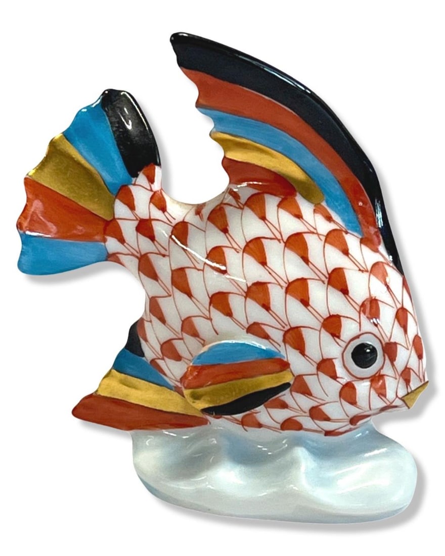 Herend Hungary Hand Painted Porcelain Fishnet Fish Figurine (1 of 2)