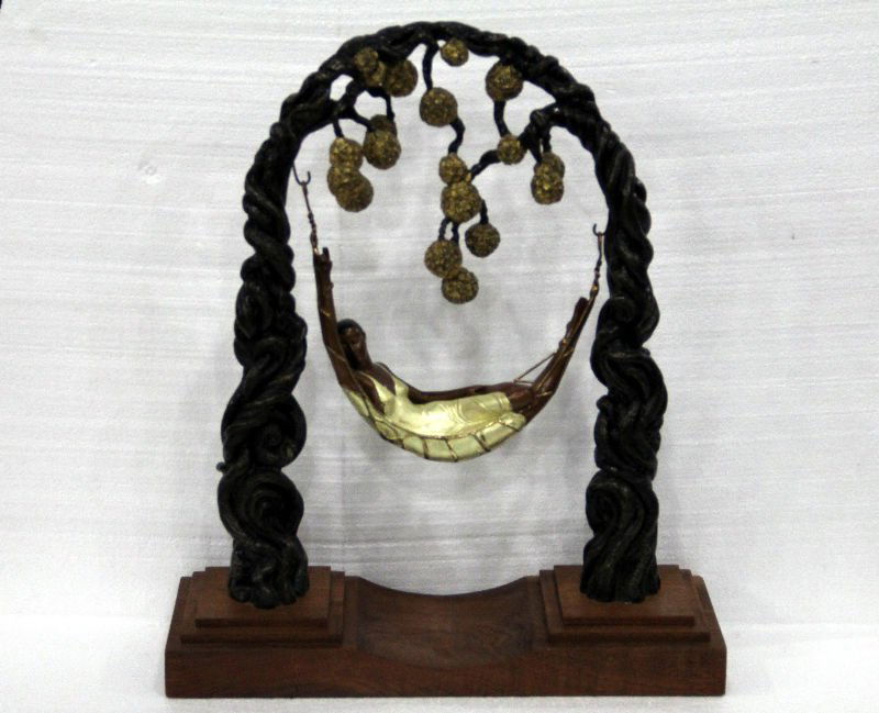 Erte Bronze "Spider Web" Sculpture: Erte bronze sculpture titled "Spider Web" porduced 1991, limited edition size 320/375, measures 22 1/2" x 19" x 7" (including base). For Domestic or International Shipping Quotes Please Feel Call Ryan